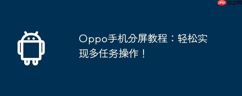 oppo手机分屏教程：轻松实现多任务操作！