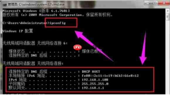 ipconfig命令的使用方法
